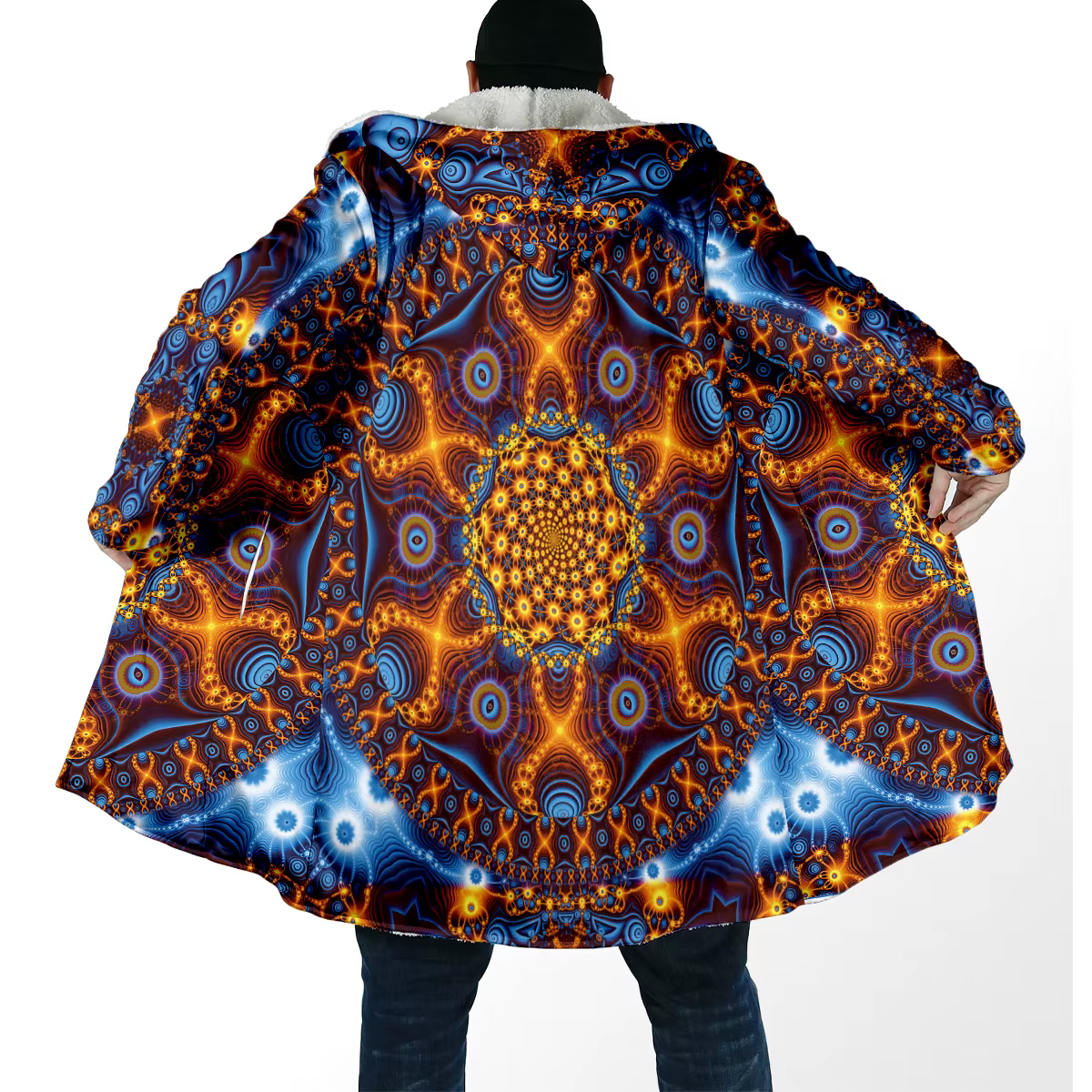 Capa de pesca lana con capucha estampado mandala para invierno - imagen 5