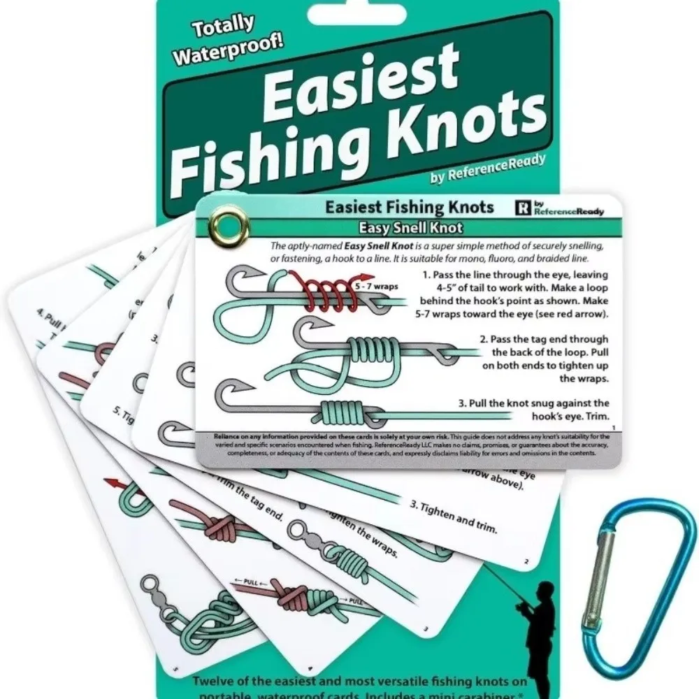 Tarjeta guía de nudos de pesca impermeable con clip para llavero - imagen 4