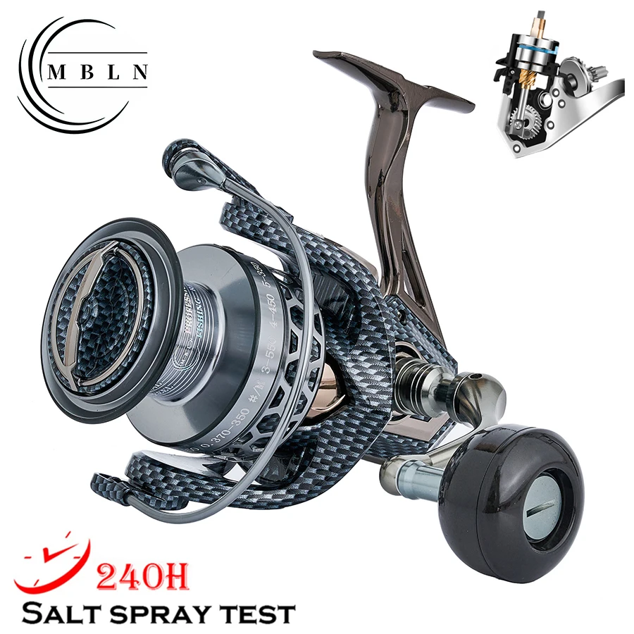 Carrete de pesca giratorio de metal MBLN vista frontal