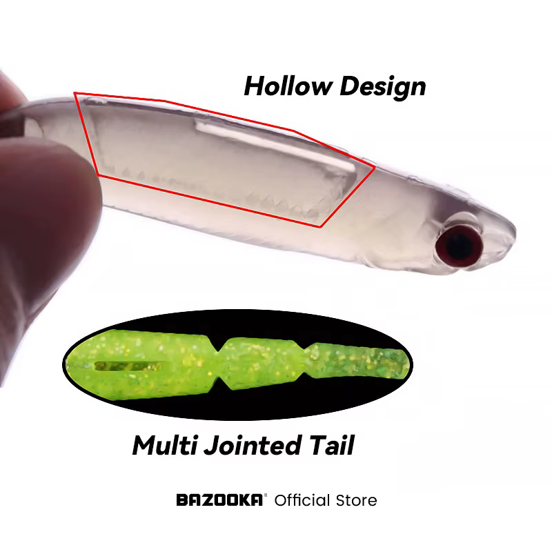 Bazooka Shiner Spinner: Jig Head de vinilo articulado para jigging