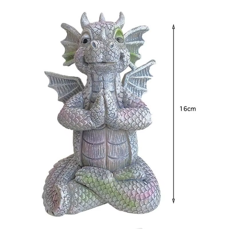 Estatua de dragón meditando con iluminación LED 2026 de resina decorativa - imagen 4