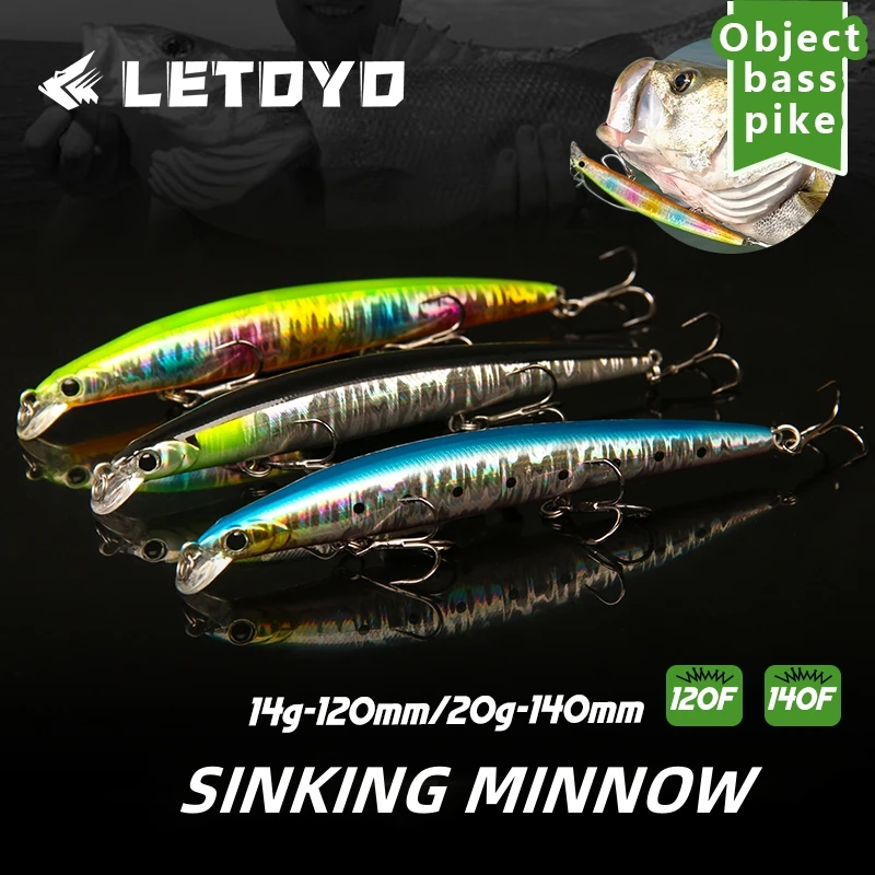 LETOYO Wobbler Jerkbait Minnow Sinking 120-140mm para lucio - imagen 4