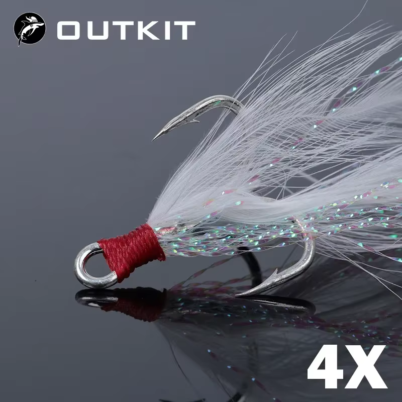 Anzuelos Triples Outkit con Pluma – Acero Carbono 4X