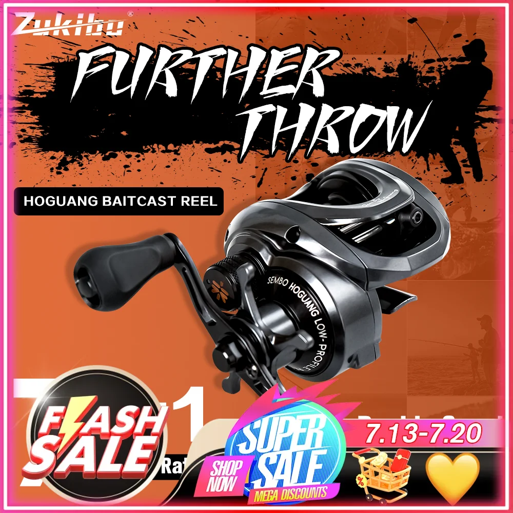Zukibo Hongguang Carrete Baitcasting Alta Velocidad Lubina Agua Salada