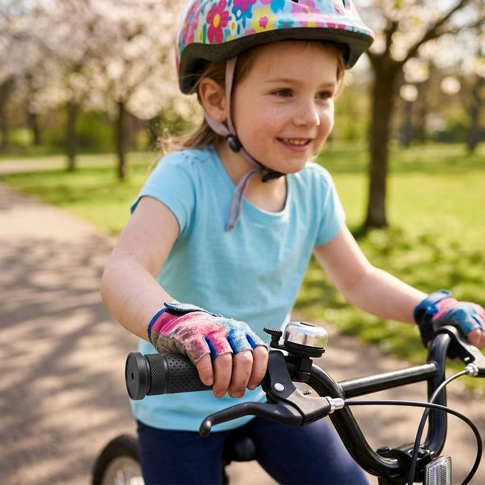 Detalle de la textura antideslizante de las empuñaduras para bicicleta infantil