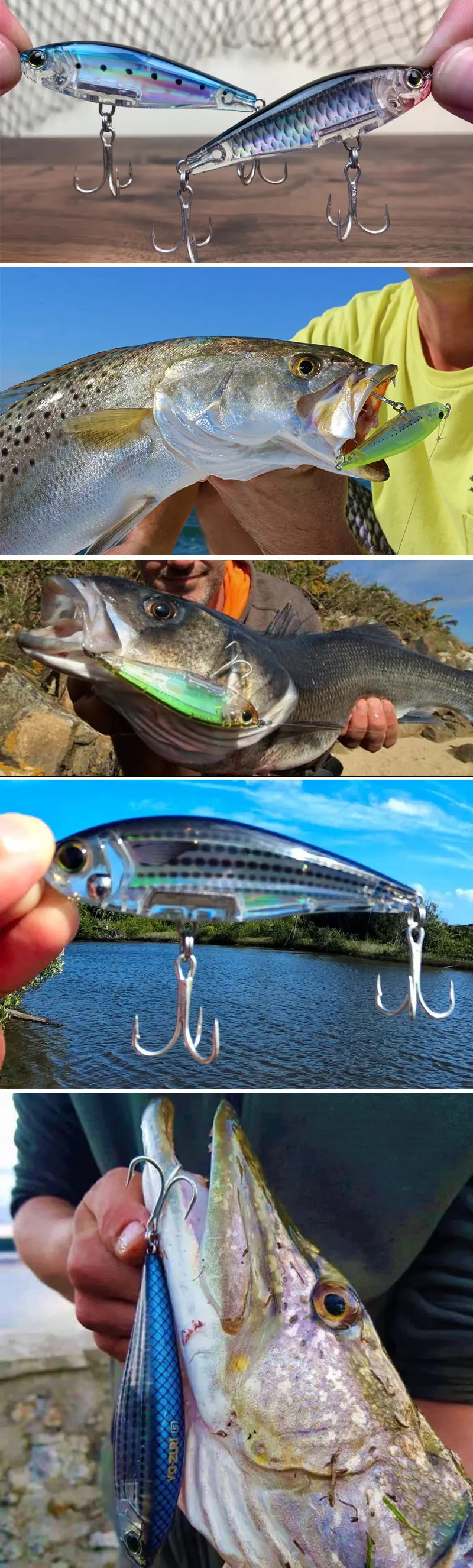 Diferentes colores del lote de 30 señuelos de pesca tipo lápiz