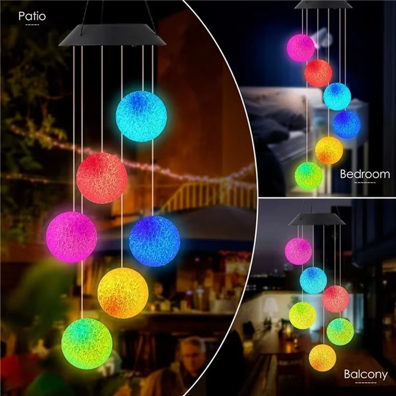 Campana de viento solar LED colibrí de cristal para jardín - imagen 4