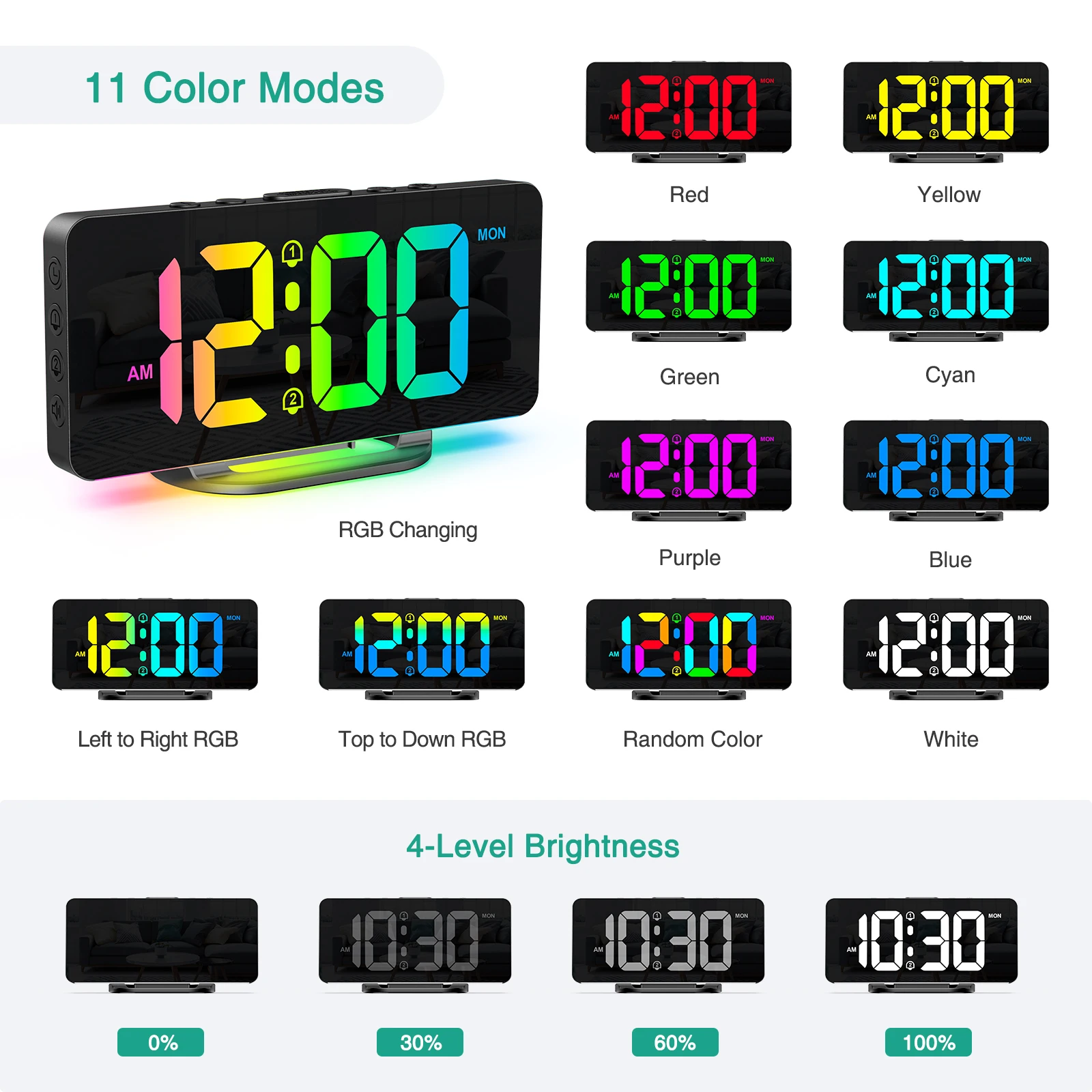 Reloj ORIA con luz RGB ambiental