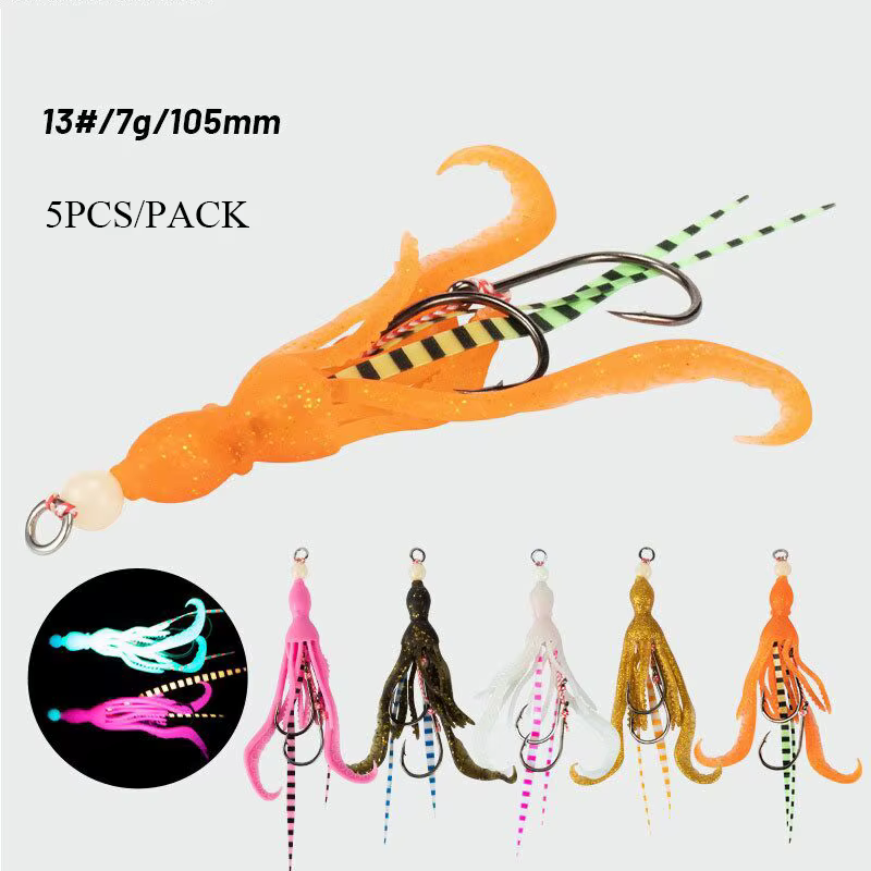 Señuelo de calamar silicona con anzuelo asistente para jigging lento - imagen 4