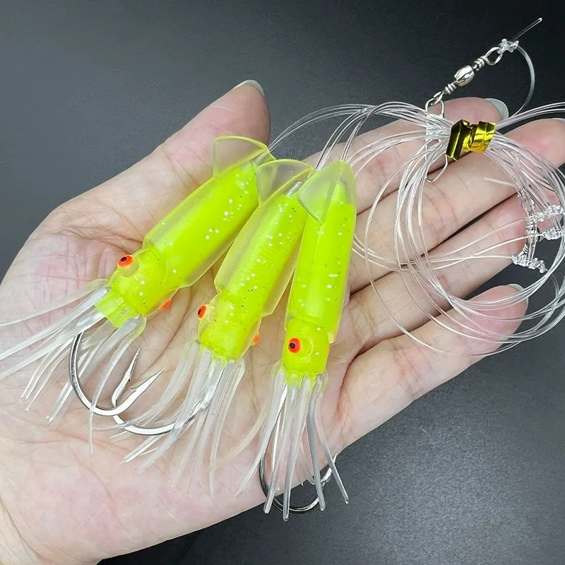 Señuelos luminosos suaves para anguila con anzuelos en cadena - imagen 4