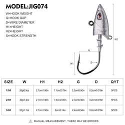 PROBEROS Anzuelos jigging para lubina de cabeza triangular con ojos 3D