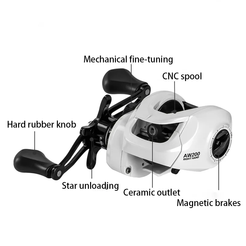 Carrete Casting Ruke – Carretel Aluminio, Freno Magnético 3+1, 8KG Arrastre - imagen 3