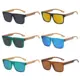 Gafas de sol retro efecto madera, montura cuadrada UV400 bisagra resorte - imagen 4