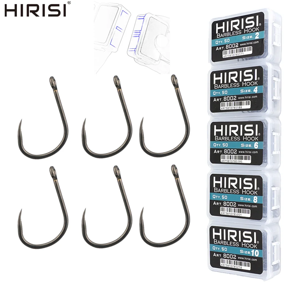 Anzuelos sin púas Hirisi PTFE acero inoxidable carbono