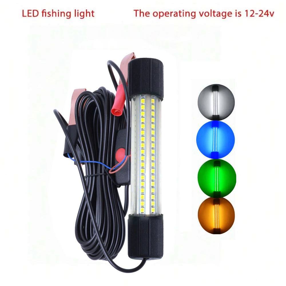 Lámpara LED luz de pesca nocturna subacuática impermeable con clips - imagen 2