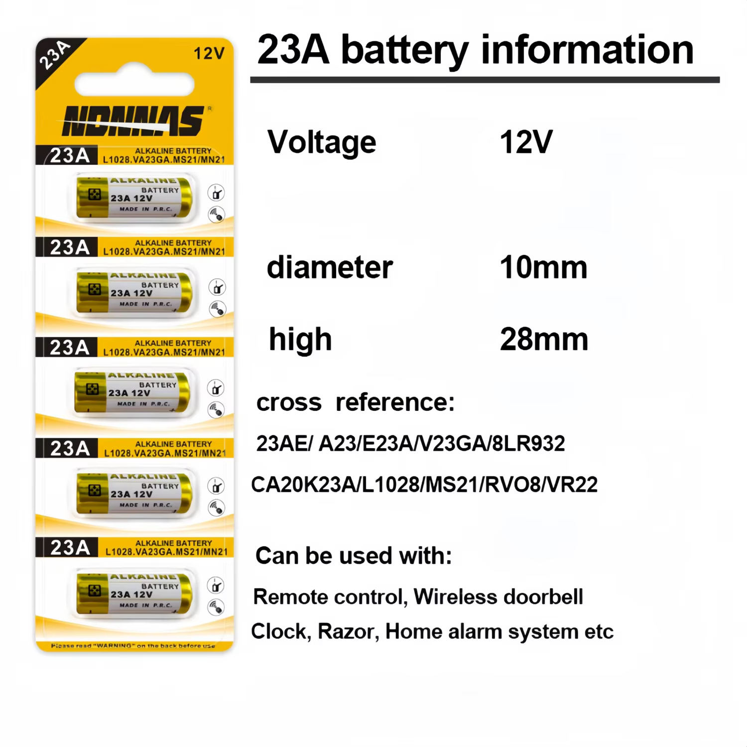 Pila A23 12V Alcalina para Timbres y Mandos a Distancia – Pack - imagen 5
