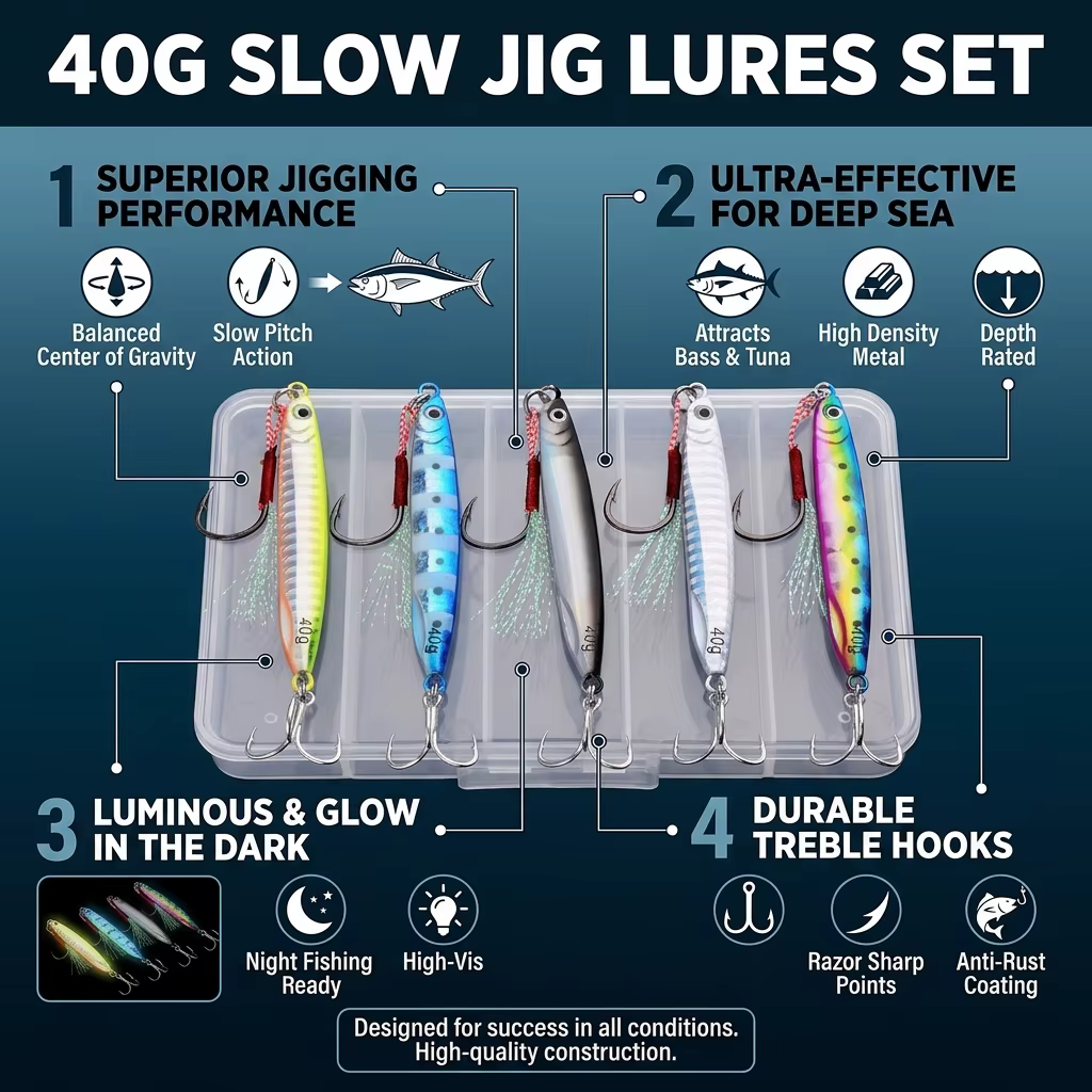 Jig Slow Pitch Luminoso – Señuelo Vertical para Pesca en Mar - imagen 3