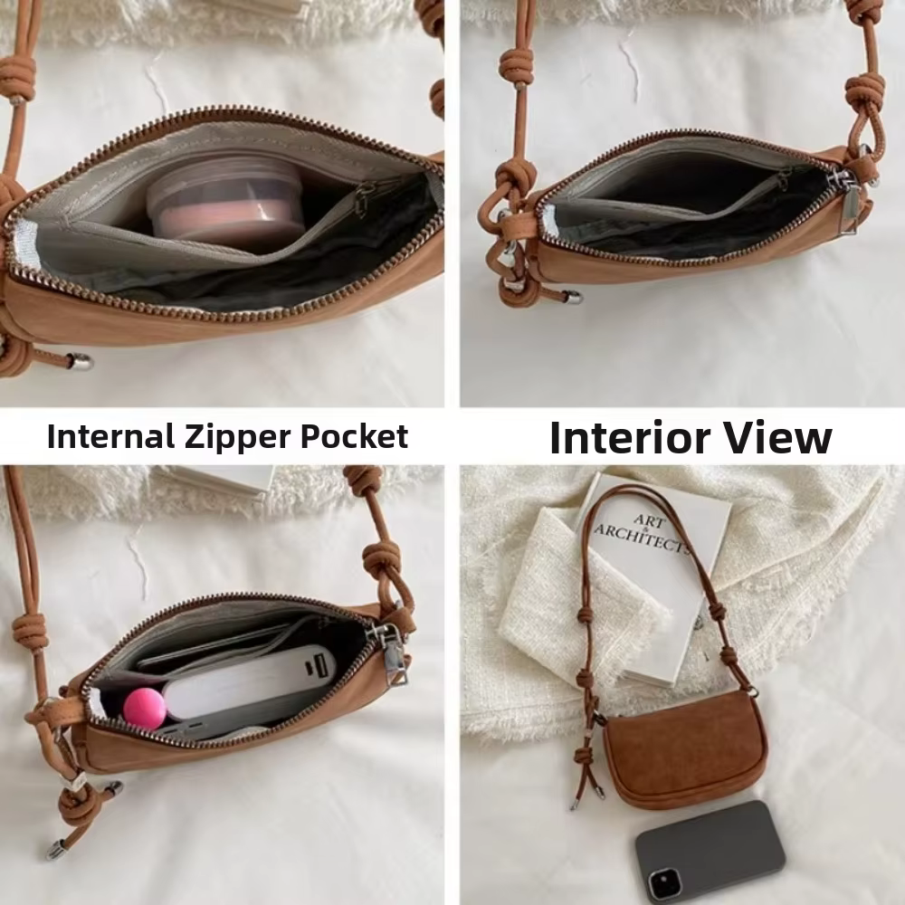 Bolso Cruzado Retro de Gamuza para Mujer – Diseño Sencillo y Ajustable - imagen 4