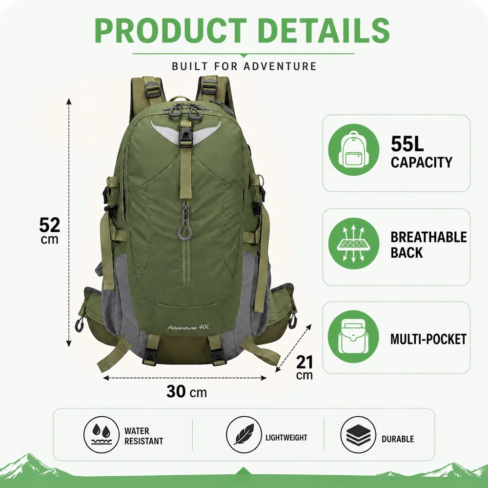 Mochila de pesca impermeable multifuncional con funda lluvia - imagen 2