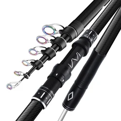 Caña Telescópica Carbono Spinning y Surfcasting para Mar y Río