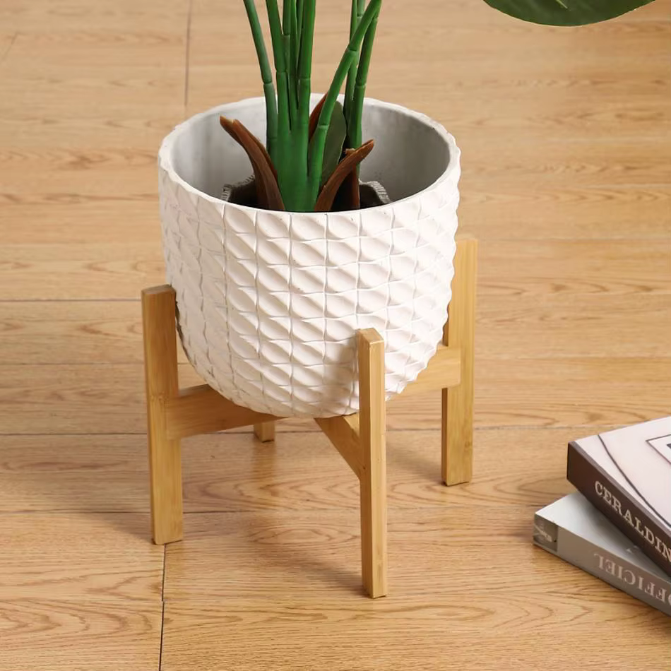 Macetero de Madera con Estante Cruzado – Decoración Hogar y Jardín - imagen 3