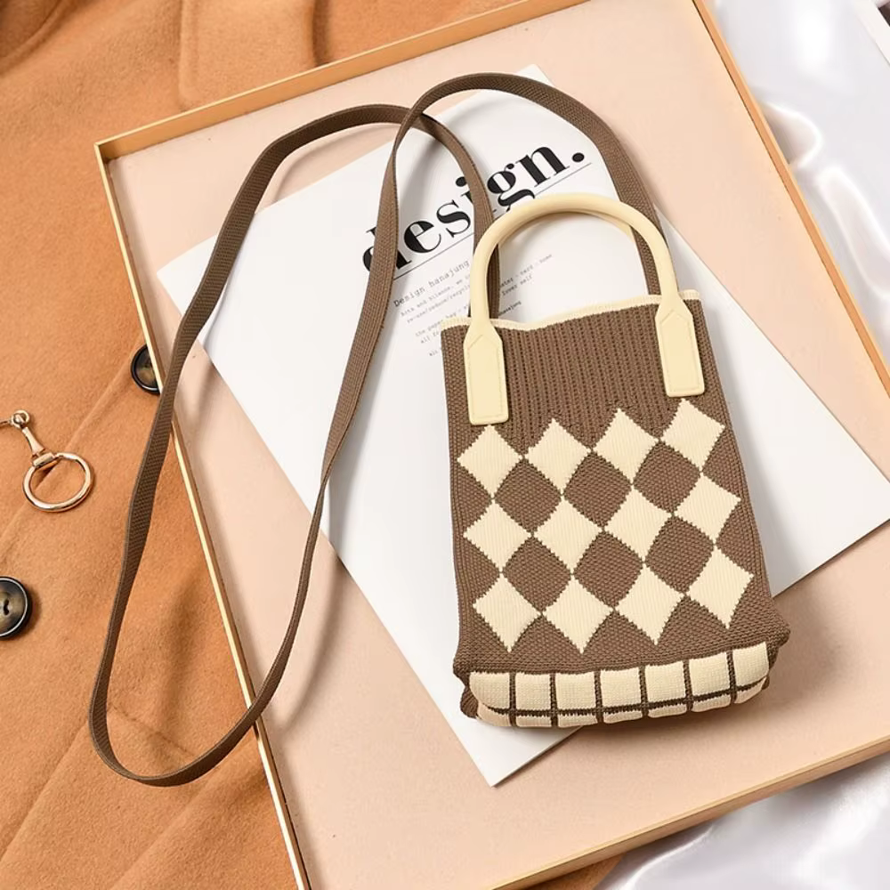 Bolso tote de punto para mujer con cadena y asa bandolera