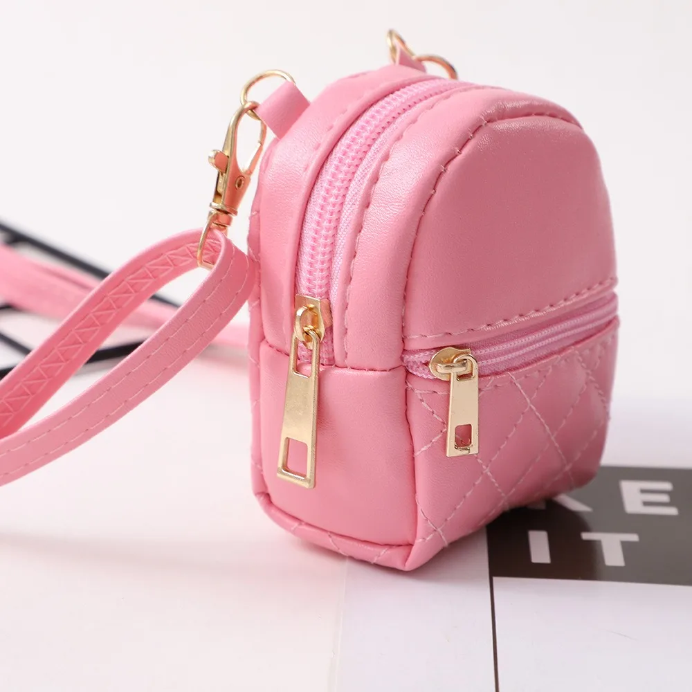 Monedero bandolera de cuero PU ligero portátil color sólido mujer