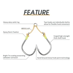 Noeby Jig Head Doble - Anzuelo de mar alta resistencia