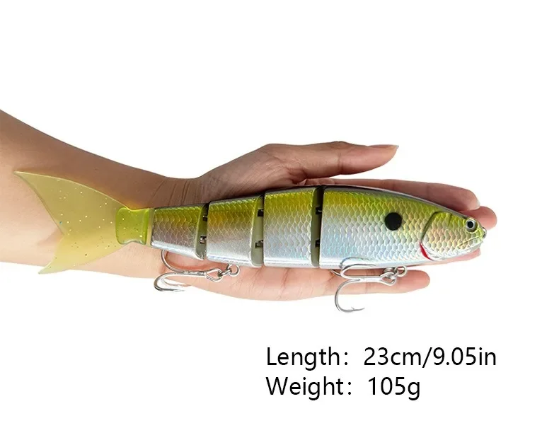 Swimbait multiarticulado de 4 secciones con anzuelos triples