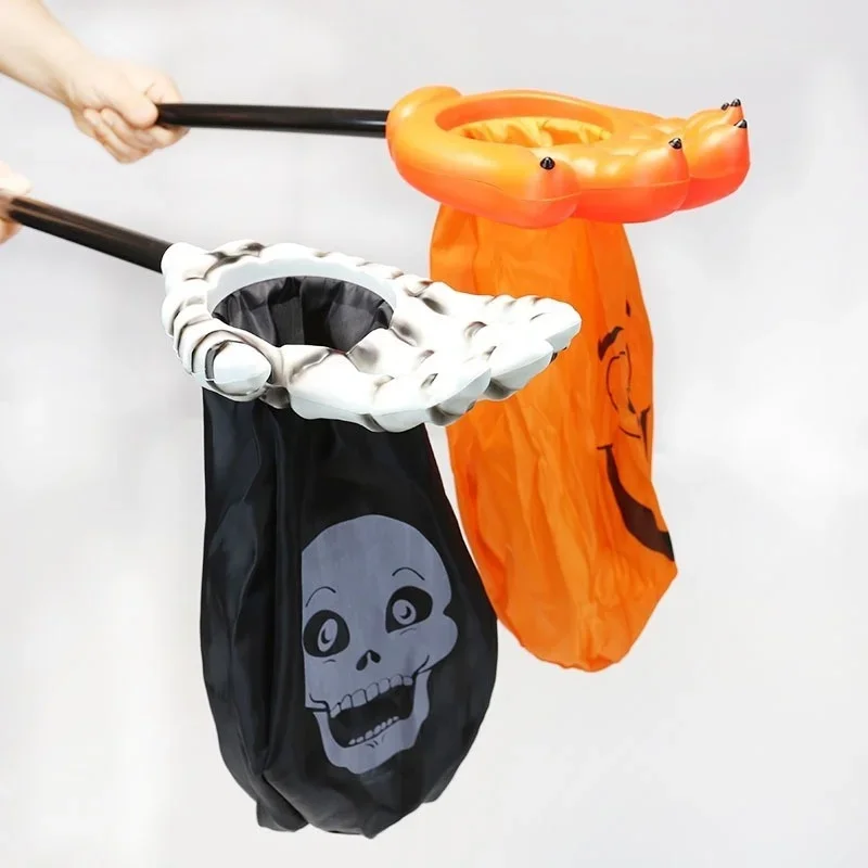 Bolsa de dulces Halloween con diseño de calabaza y calavera