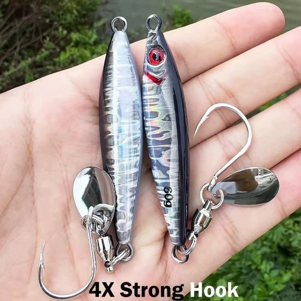 Spinnerbait Jigging para Agua Salada – Anzuelo Simple y Cuchilla Giratoria 60g 80g - imagen 2