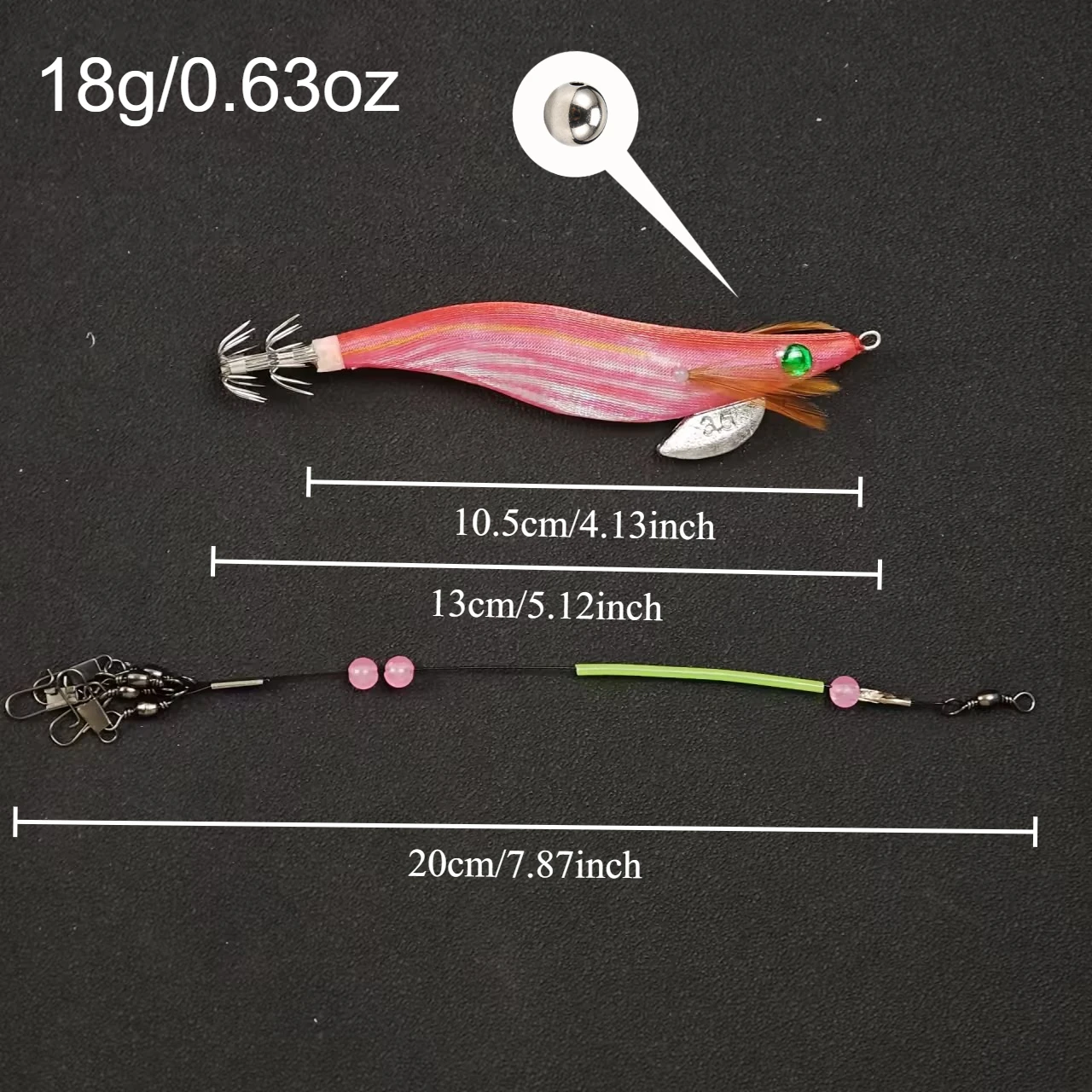 Señuelo EGI luminoso para calamar anti-enredos – pesca salada - imagen 3