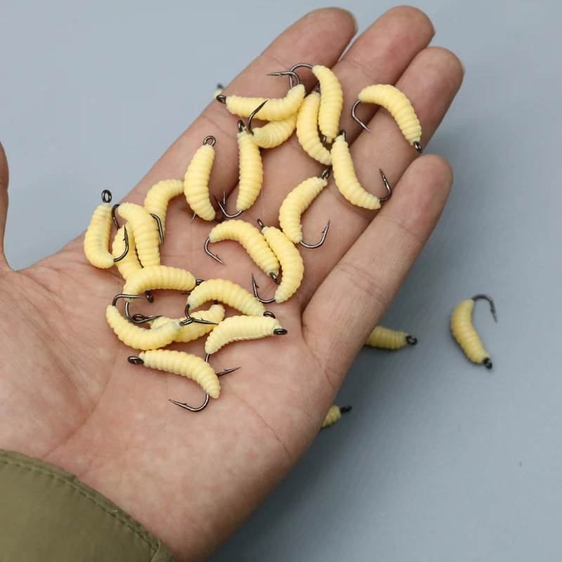Set de ganchos de cebo suave Bionic Pupa con forma de gusano