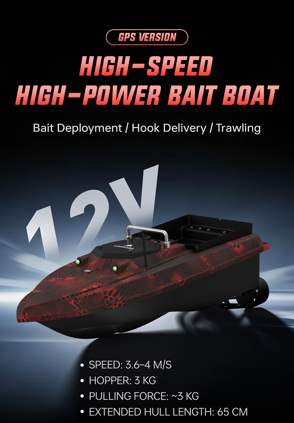 Barco cebador LOKEEVAN D80E para pesca de carpas