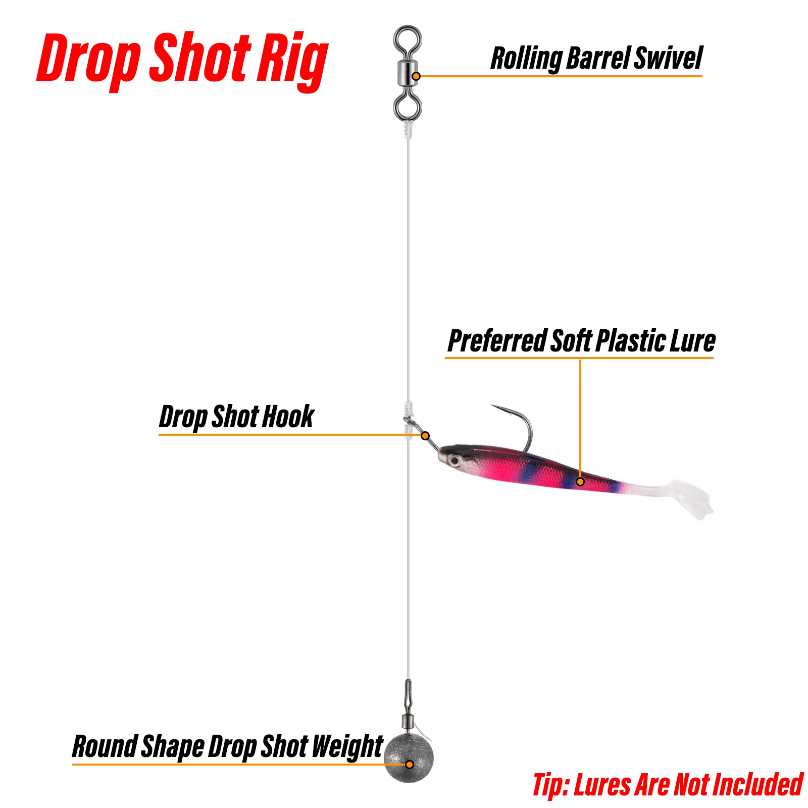 Plomada Texas Rig Drop Shot con giratorio 3,5-10g para lubina