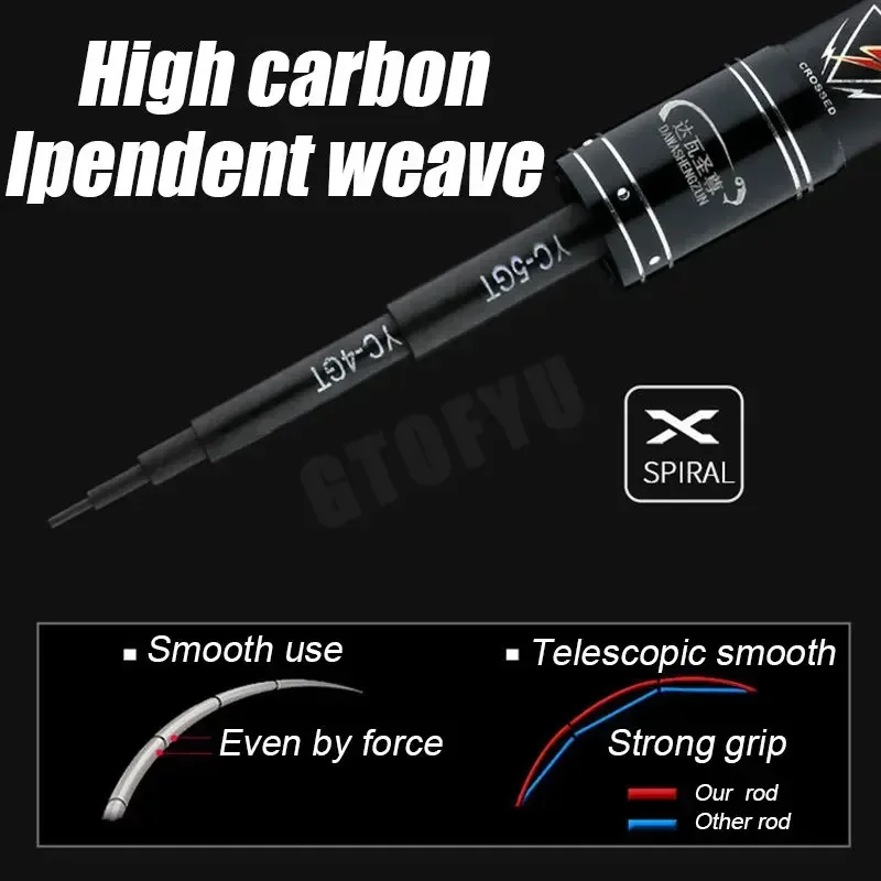 Caña telescópica fibra de carbono súper ligera para carpas - imagen 2
