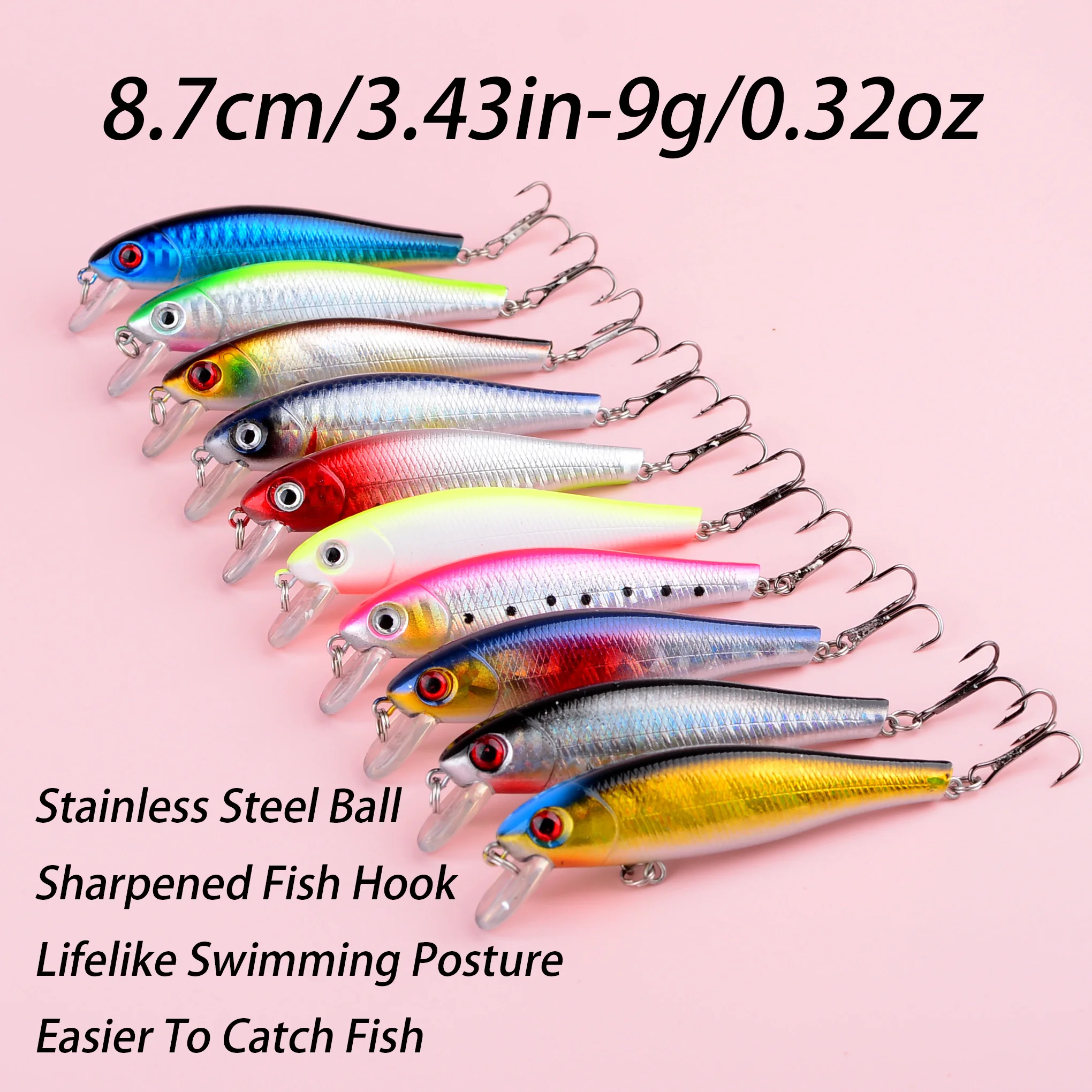 Wobbler Minnow flotante para pesca con acción nadadora - imagen 3