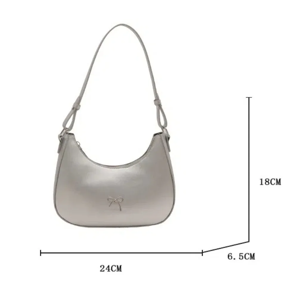 Bolso de hombro PU con lazo y gran capacidad, color sólido Y2K - imagen 4