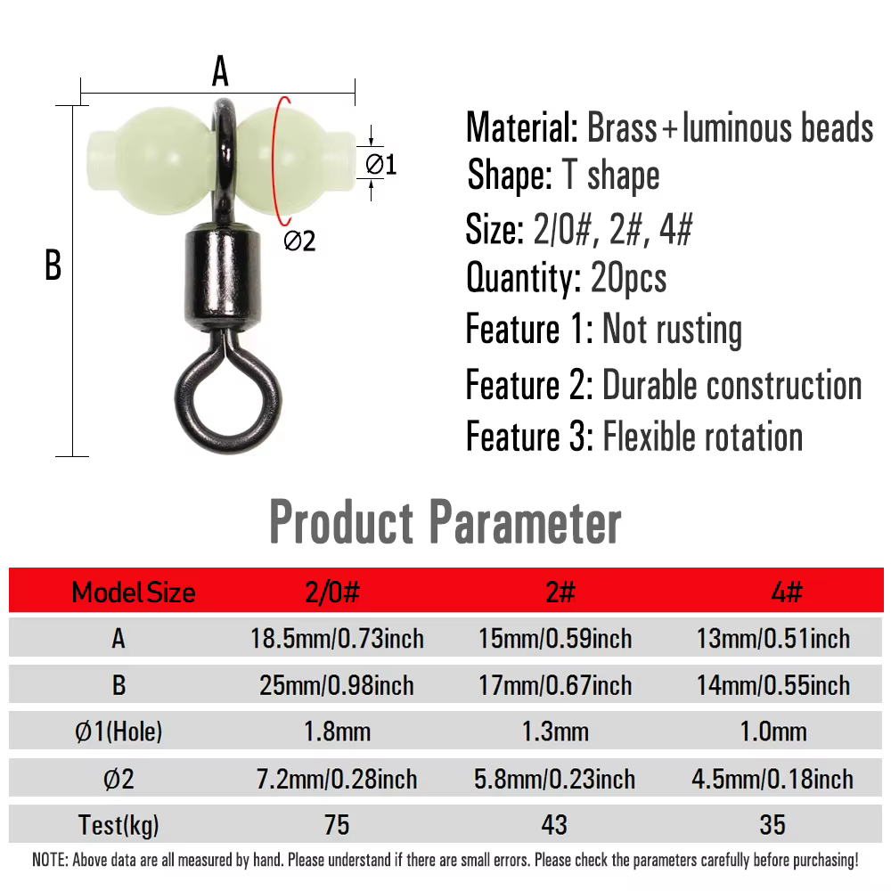 Esmerillon 3 vías con cuentas luminosas – Conector swivel para anzuelo - imagen 4