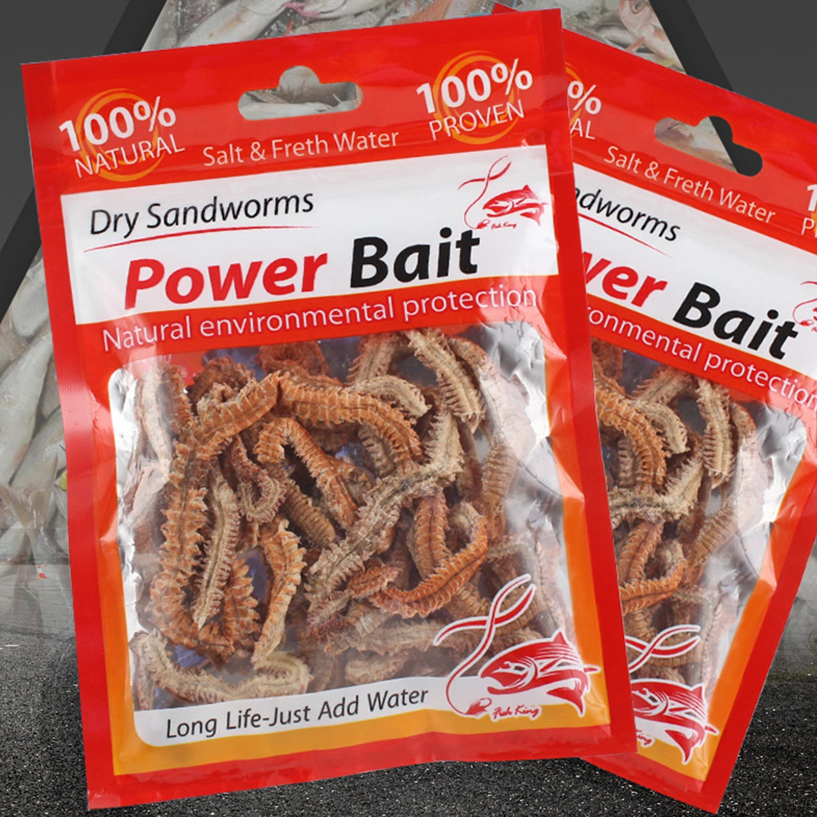Paquete de cebo de gusano de arena seco para pesca