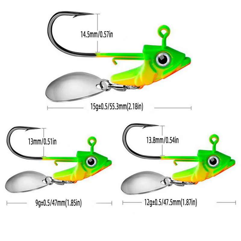 Señuelos Jig Head con spinner y cuchara duros para vinilo pesca - imagen 5