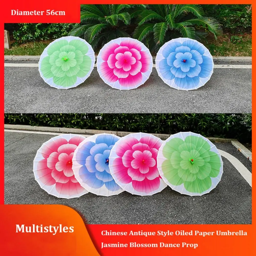 Sombrilla de papel encerado estilo antiguo con flor de jazmín - imagen 3