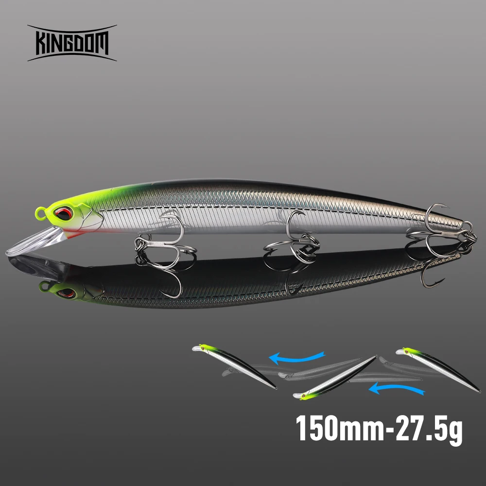 Señuelo flotante minnow KINGDOM de largo alcance para lubina y perca