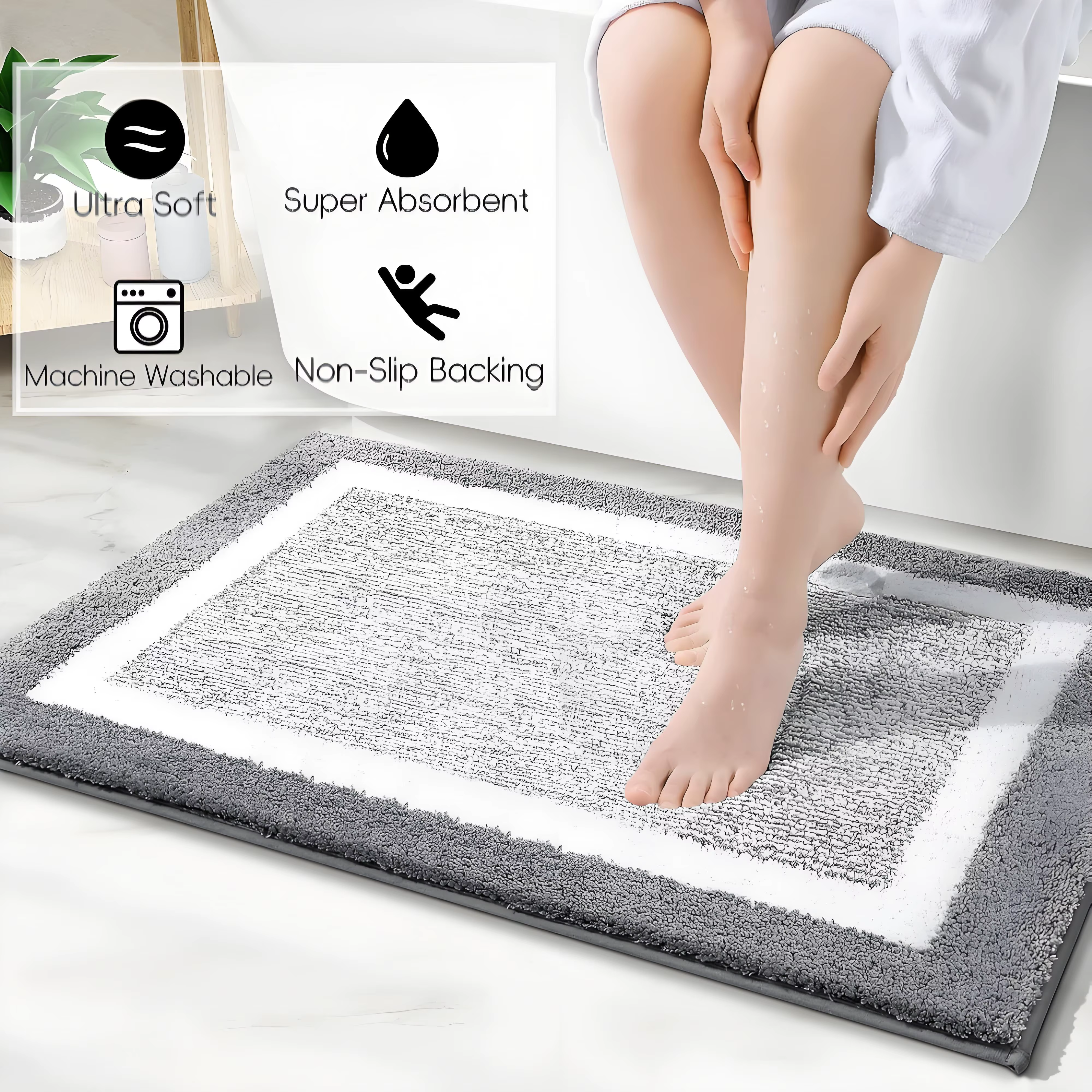 Alfombra baño antideslizante microfibra secado rápido lavable - imagen 5