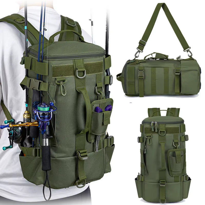 Mochila de Pesca Táctica Molle con Soportes para Caña y Almacenamiento - imagen 3