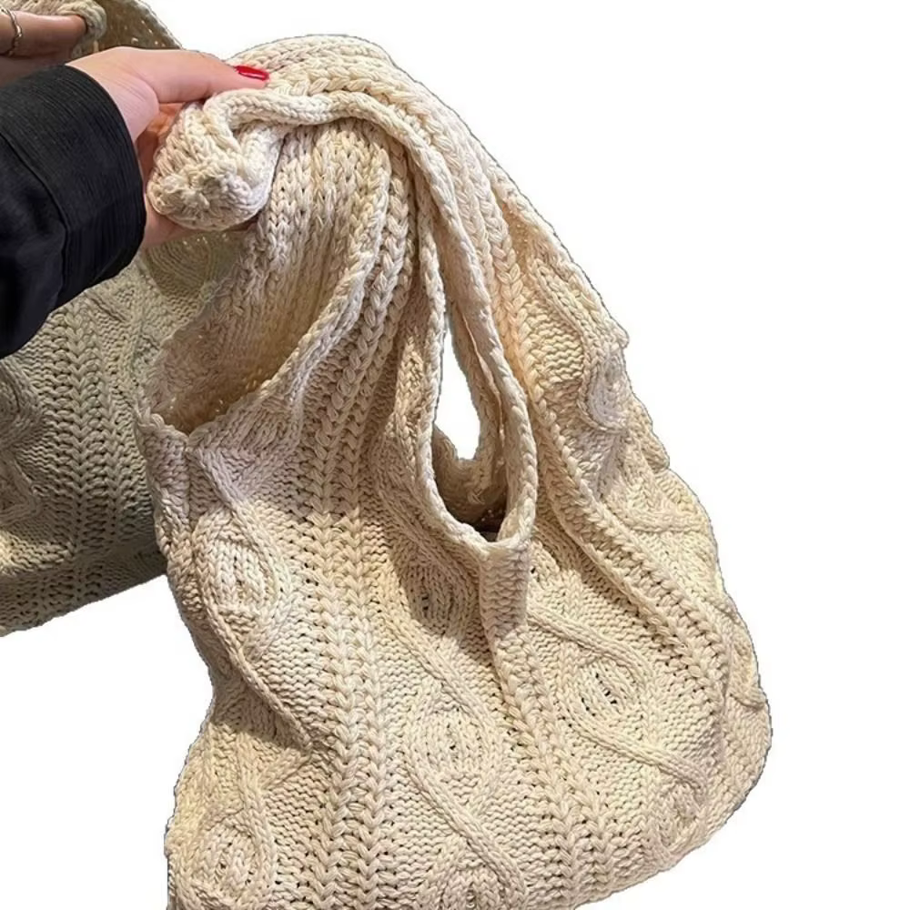 Bolso Tote de Ganchillo con Diseño de Trenza para Mujer - imagen 3