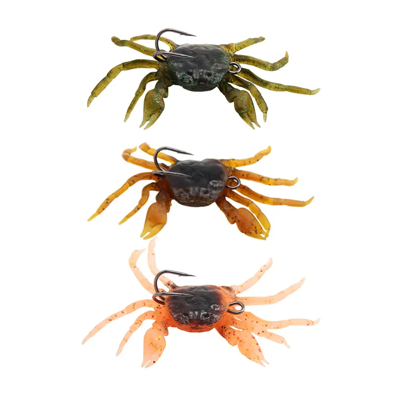 Vinilo imitación cangrejo con anzuelo anticorrosión para pesca en mar - imagen 2