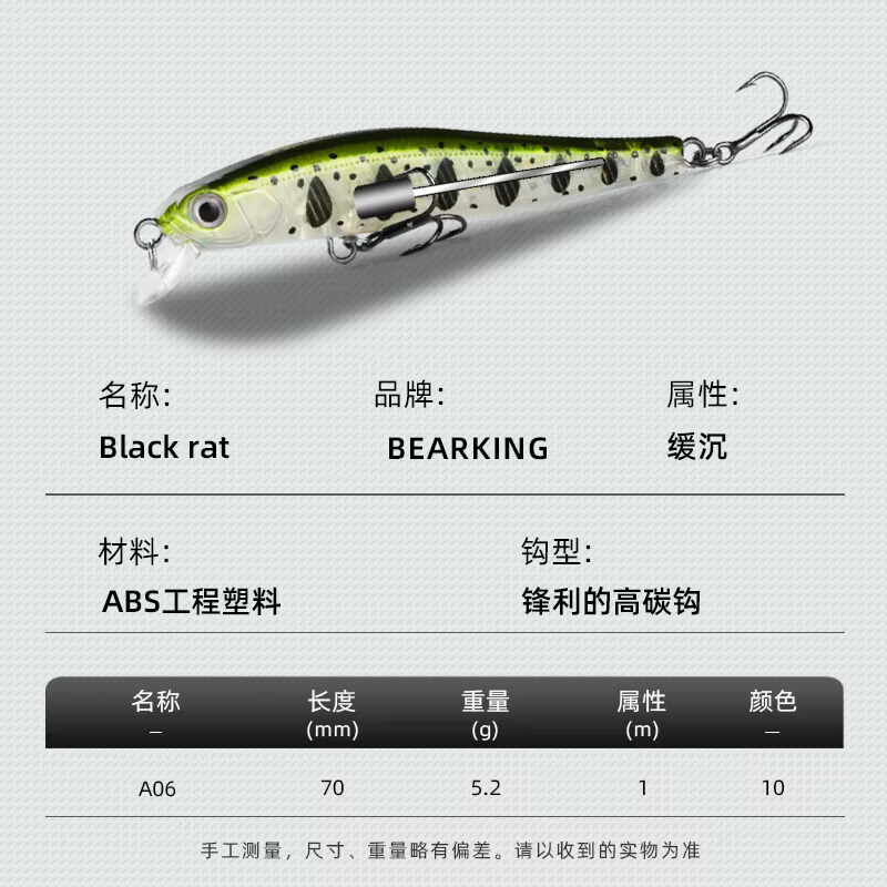 Bearking Minnow 70mm – Señuelo natación para lubina - imagen 5