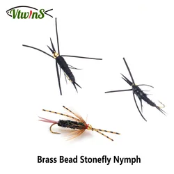 Vtwins Ninfa Stonefly mojada con púas para salmón – mosca atada