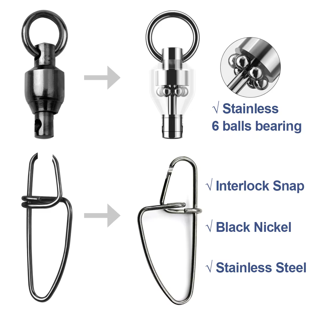 FishTrip Conector Crosslock Acero Inoxidable – Enclavamiento Pesca - imagen 5